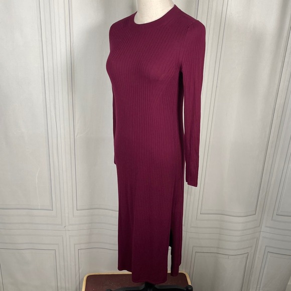NWT Banana Republic Petite XS Ribbed Knit Midi Dress Burgundy Long Sleeve‎ - Picture 9 of 12